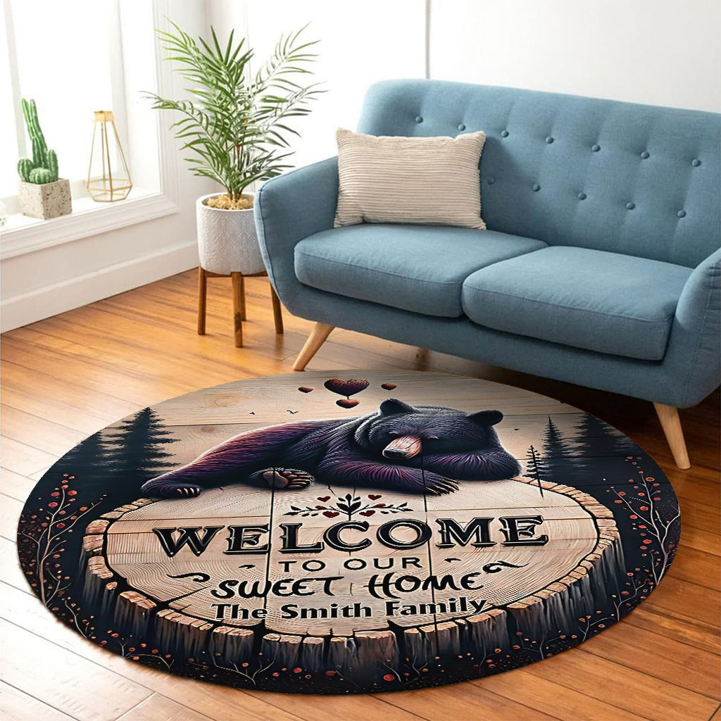 Bienvenue dans notre douce maison - Tapis rond de chasse personnalisé