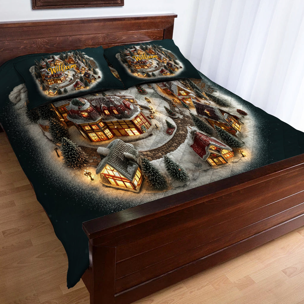 Village d'hiver de Noël - Ensemble de courtepointe de Noël personnalisé