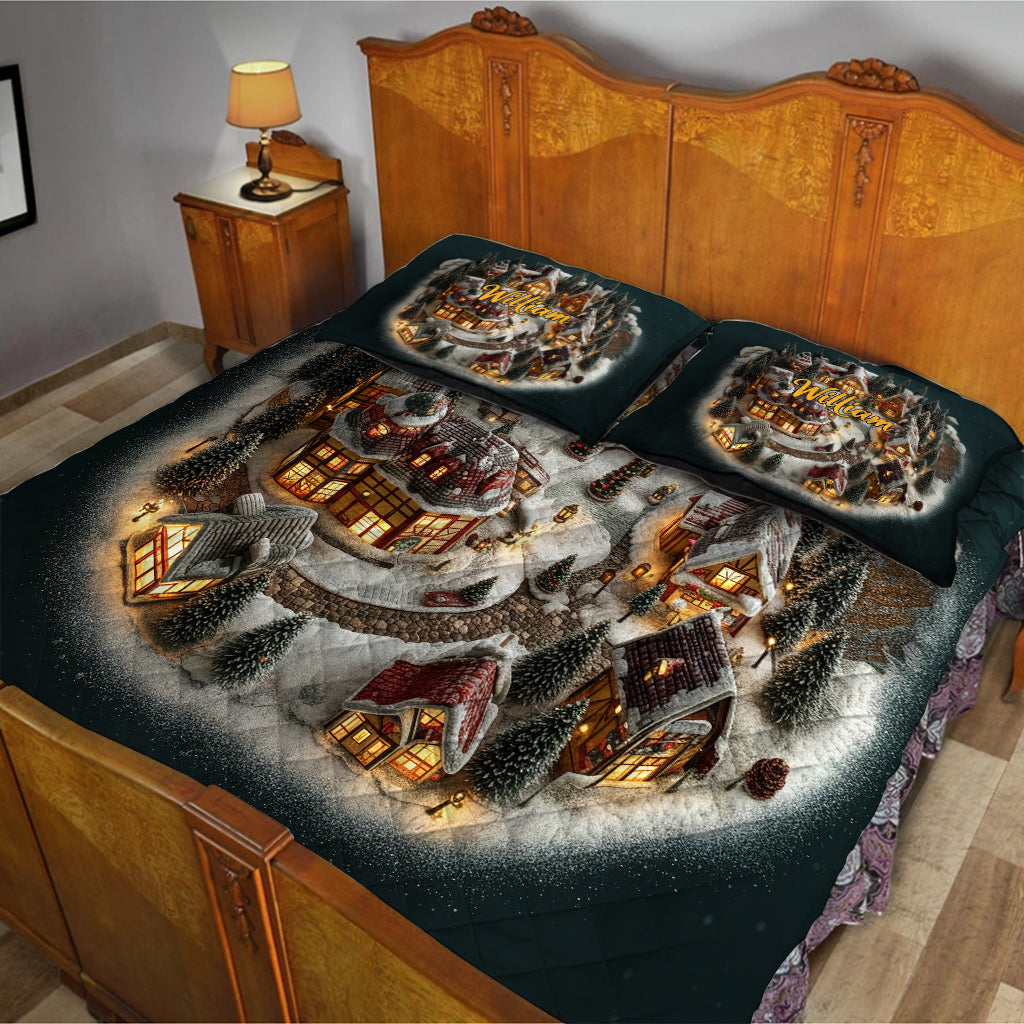 Village d'hiver de Noël - Ensemble de courtepointe de Noël personnalisé