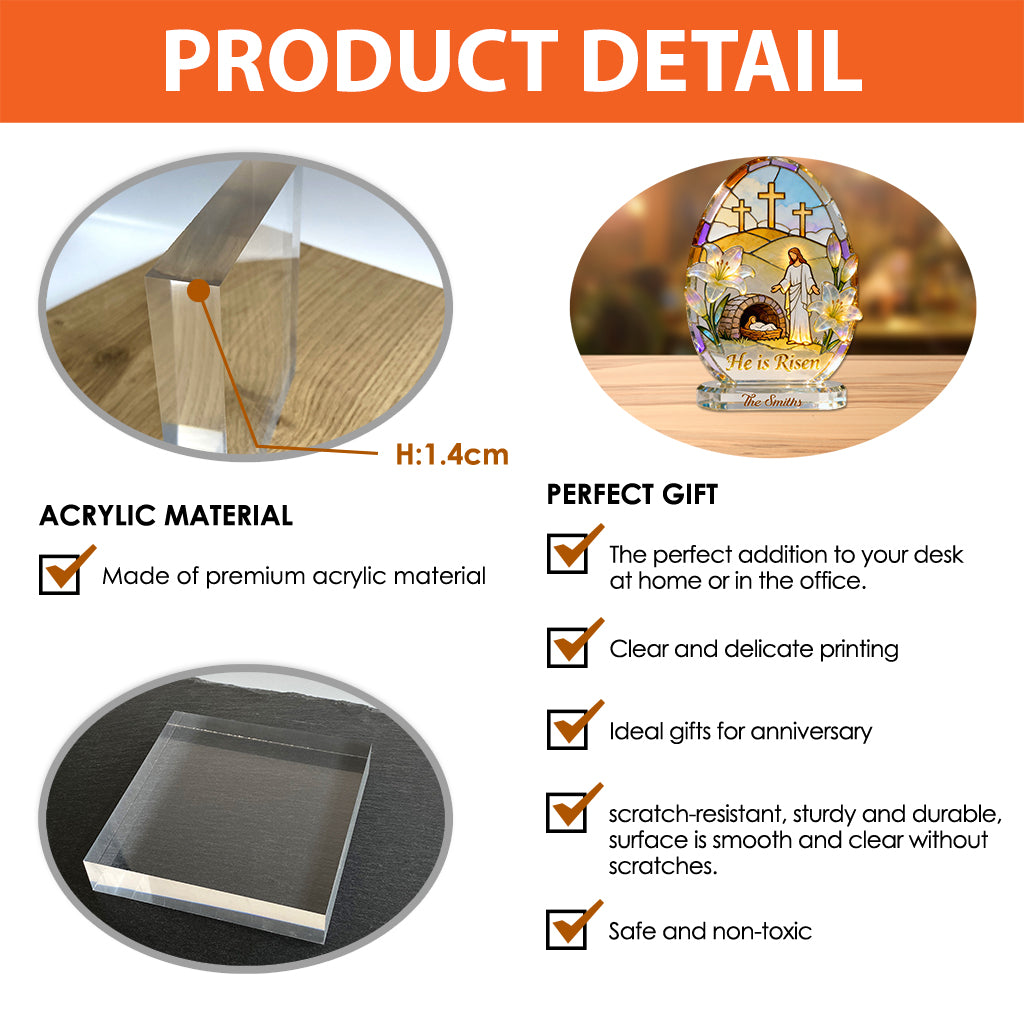 He Is Risen - Personalized Christian Custom Shaped Acrylic Plaque