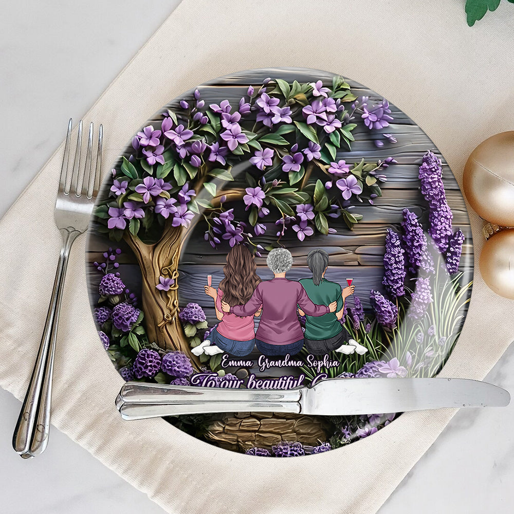 À grand-mère, maman, n'oublie jamais que nous t'aimons - Assiette ronde en céramique personnalisée pour grand-mère