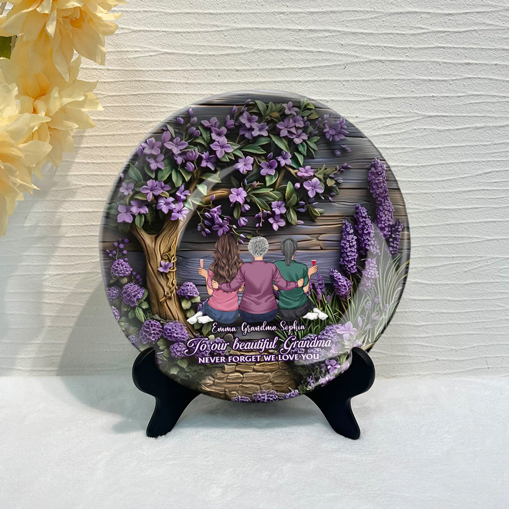 À grand-mère, maman, n'oublie jamais que nous t'aimons - Assiette ronde en céramique personnalisée pour grand-mère