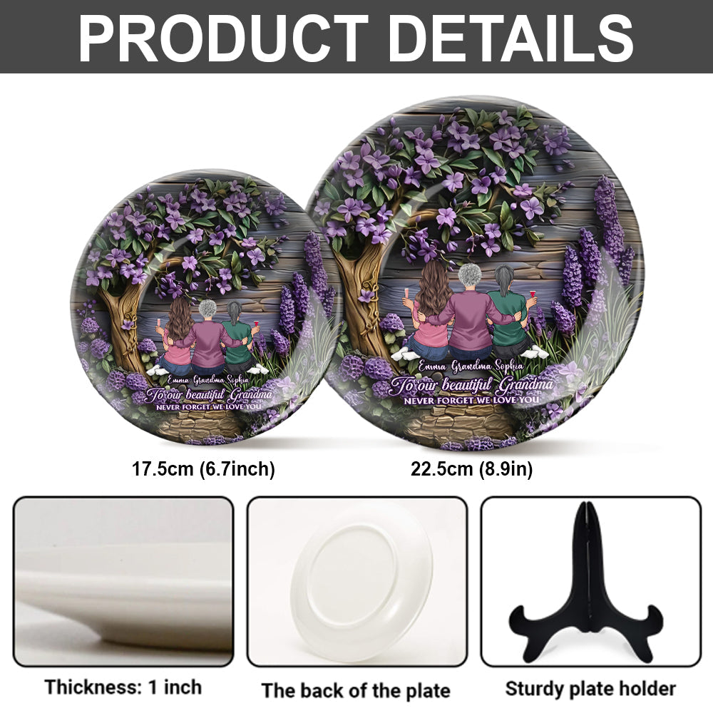 À grand-mère, maman, n'oublie jamais que nous t'aimons - Assiette ronde en céramique personnalisée pour grand-mère