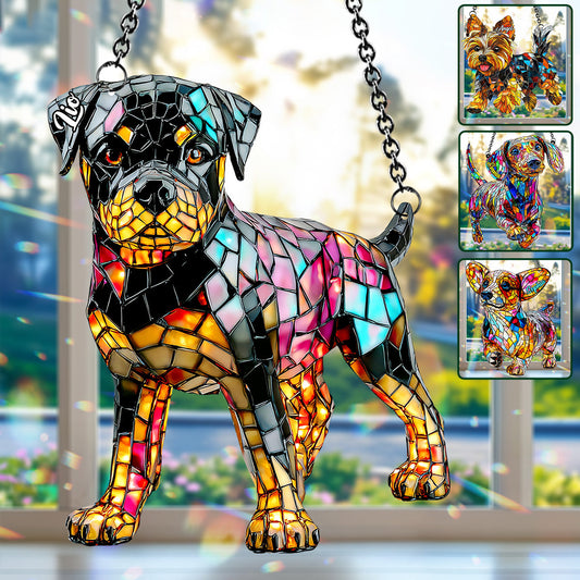 J'aime mon chien - Décoration attrape-soleil personnalisée à suspendre à la fenêtre 