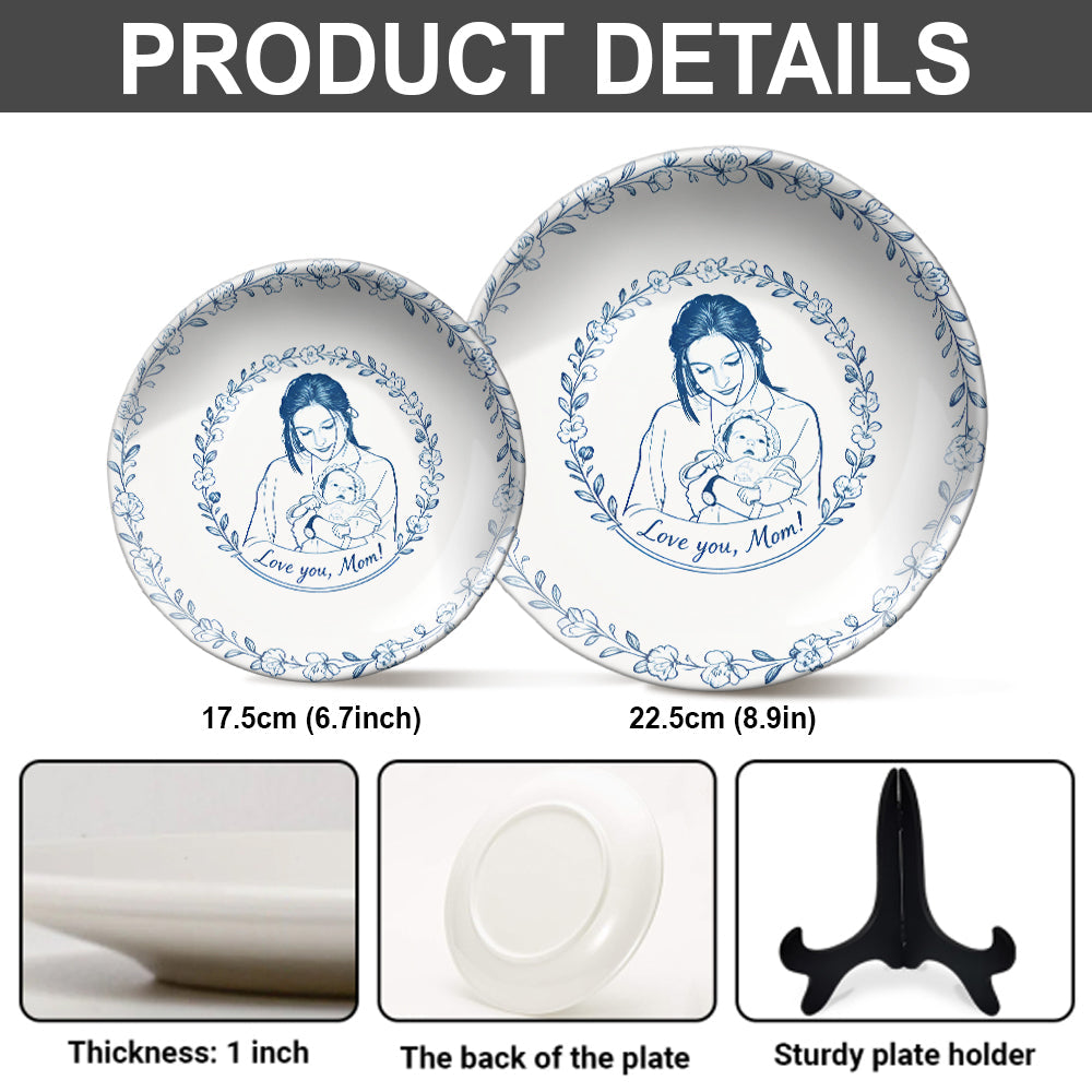 Assiette ronde en céramique personnalisée à partir de n'importe quelle photo - Mère