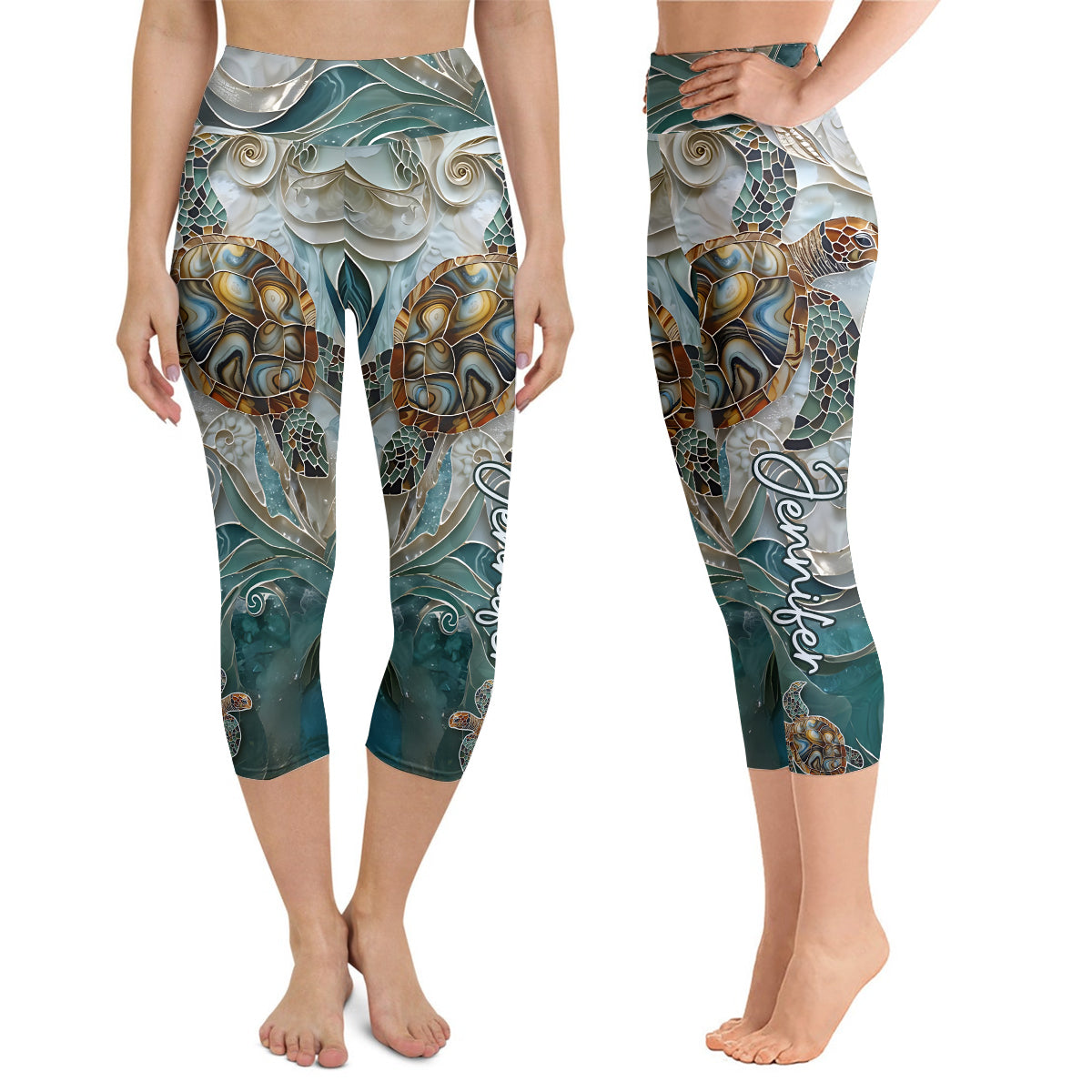 Salty Lil' Beach - Leggings Capri personnalisés avec tortue