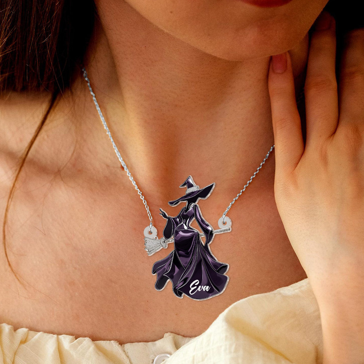 Belle Sorcière - Collier Pendentif Sorcière Personnalisé en Forme Personnalisée