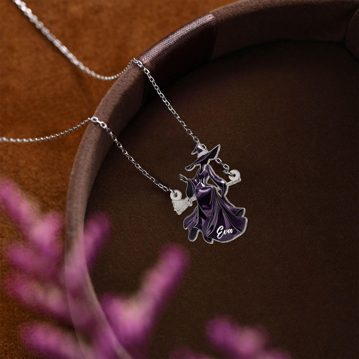 Belle Sorcière - Collier Pendentif Sorcière Personnalisé en Forme Personnalisée