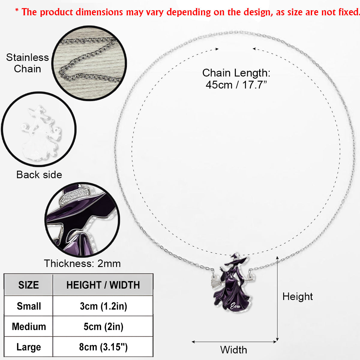 Belle Sorcière - Collier Pendentif Sorcière Personnalisé en Forme Personnalisée