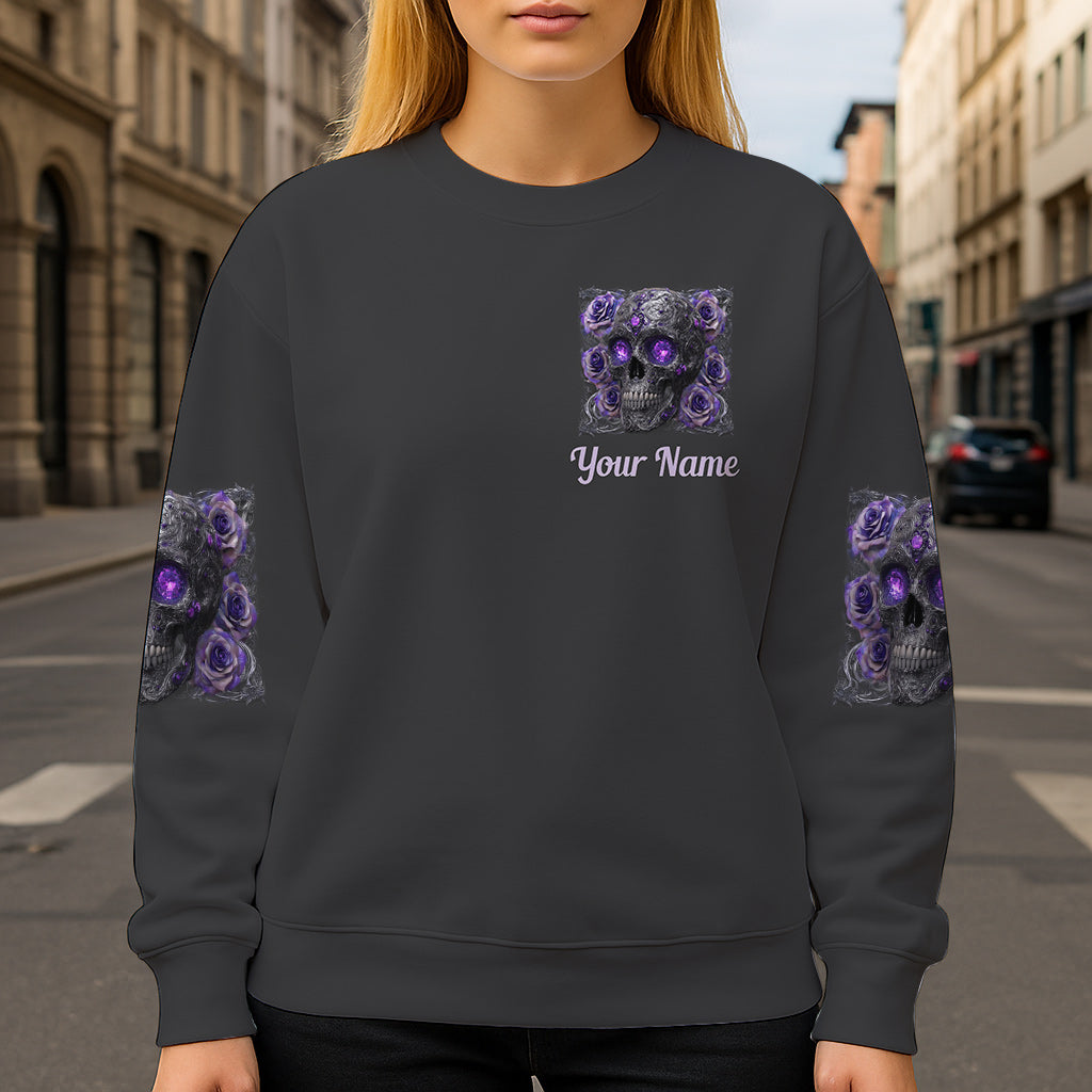 T-shirt personnalisé à motif crâne scintillant - T-shirt intégral à motif crâne