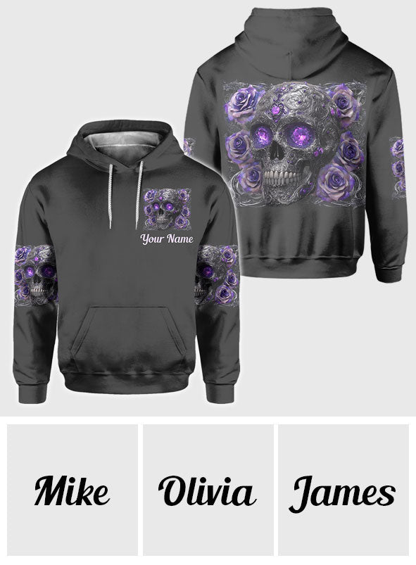 T-shirt personnalisé à motif crâne scintillant - T-shirt intégral à motif crâne