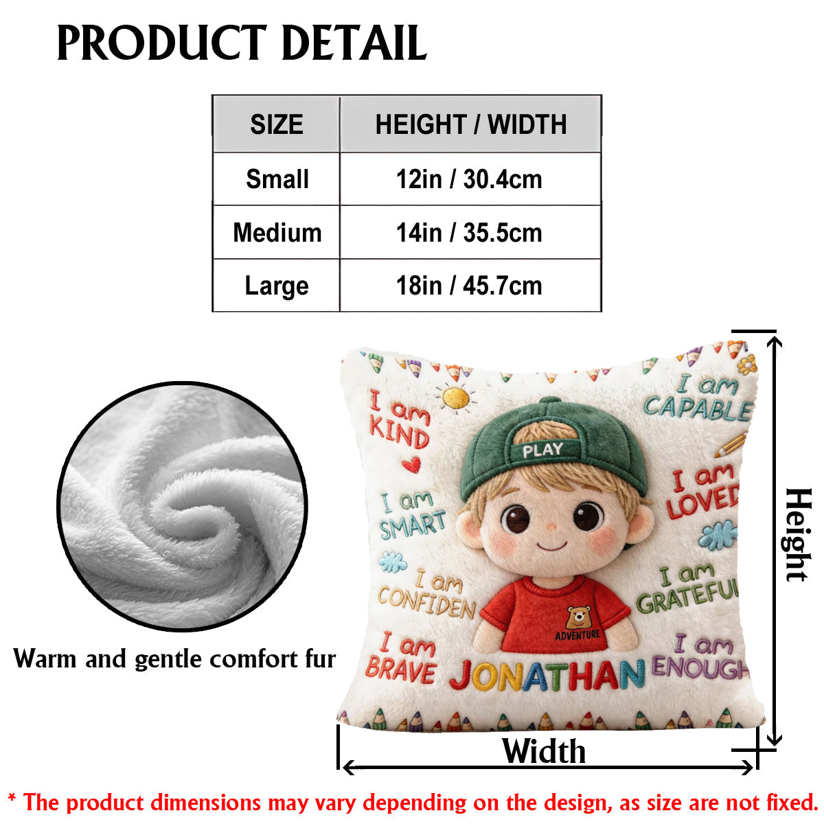 I Am Kind - Personalized Kid Faux Fur Square Pillow