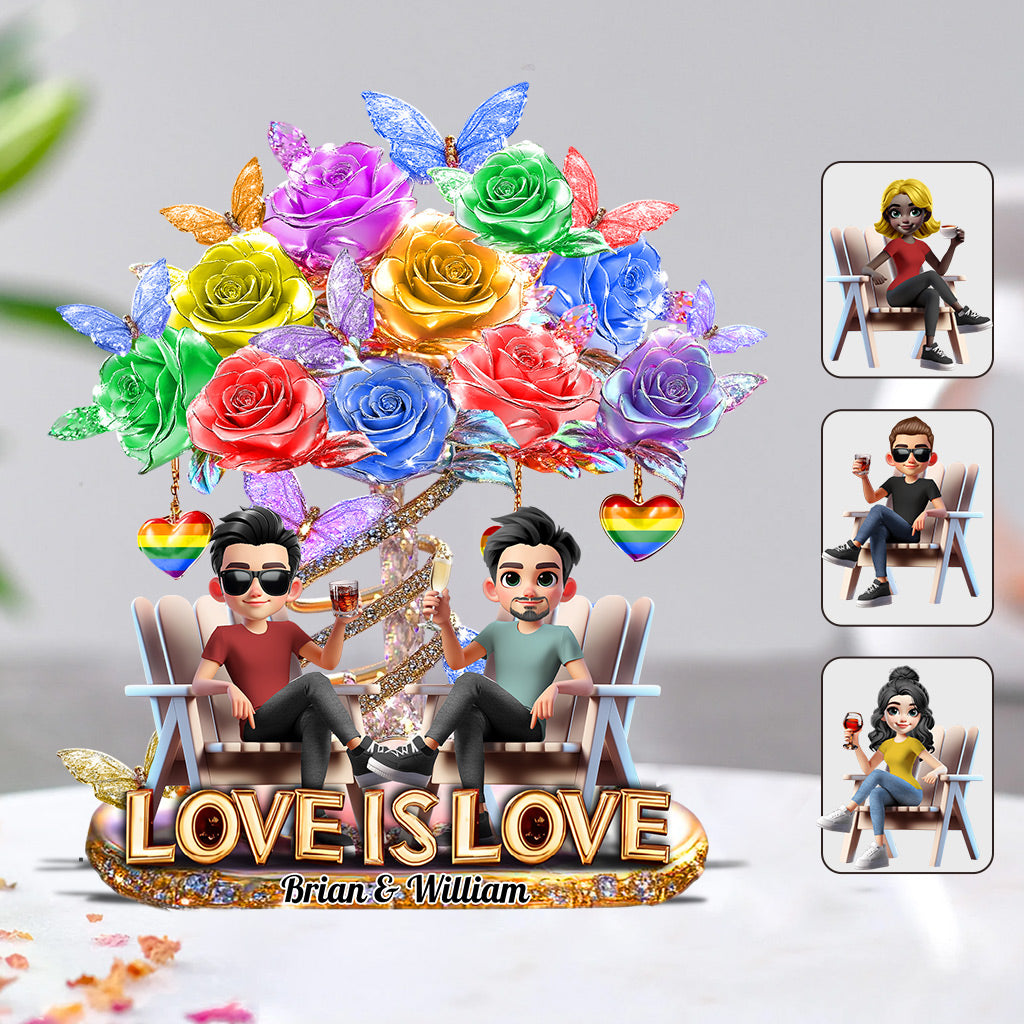 Love Is Love - Personalized LGBT Support Custom Shaped Acrylic Plaque