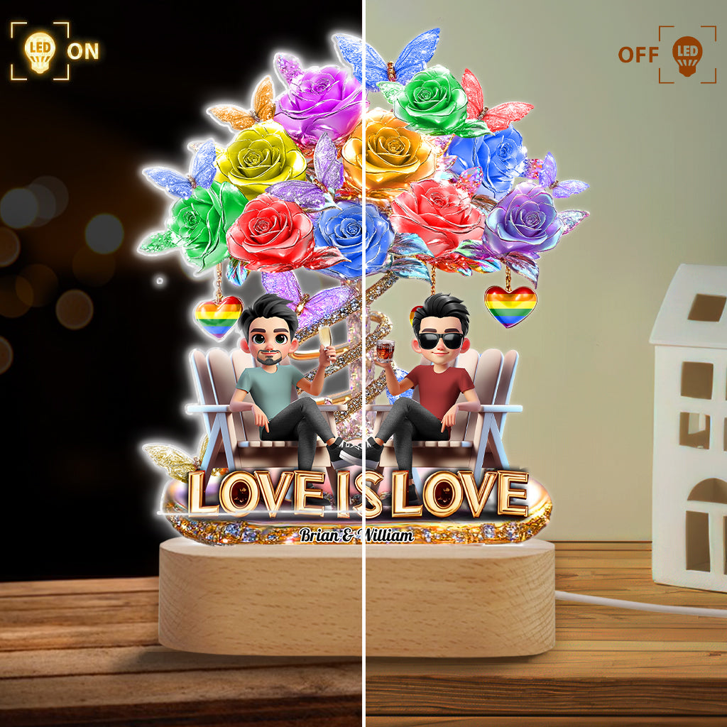 Love Is Love - Personalized LGBT Support Shaped Plaque Light Base