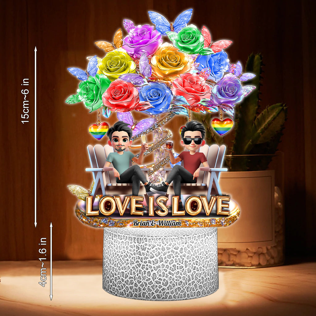 Love Is Love - Personalized LGBT Support Shaped Plaque Light Base