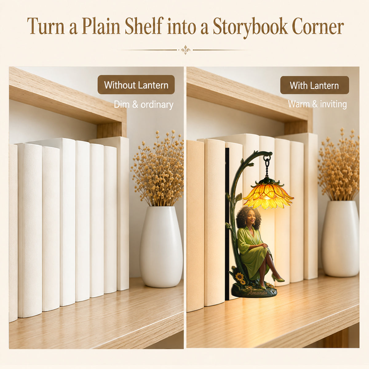 Le Coffret Her Story - Lampe de bibliothèque personnalisée & Journal & Porte-clés avec charme