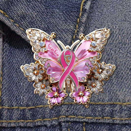 Faith Hope Love - Personalized Breast Cancer Awareness Pin