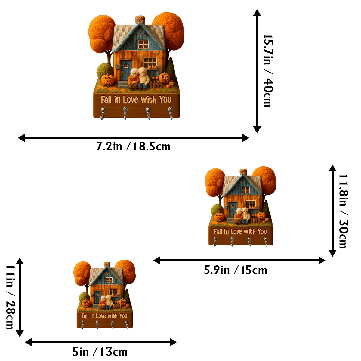Fall In Love With You - Personalized Couple Custom Shaped Hanging Rack