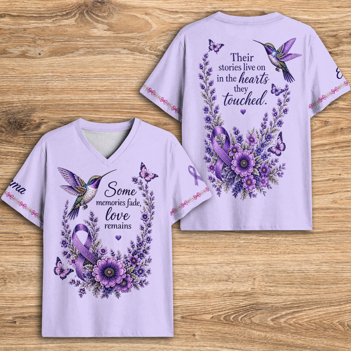 Fight Against Alzheimer, Alzheimer Awareness Gift - Personalized Alzheimer Awareness Fully Printed V-Neck T-Shirt