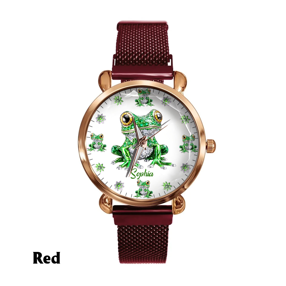 Montre-bracelet personnalisée pour femme « Love Frogs » - Motif grenouille