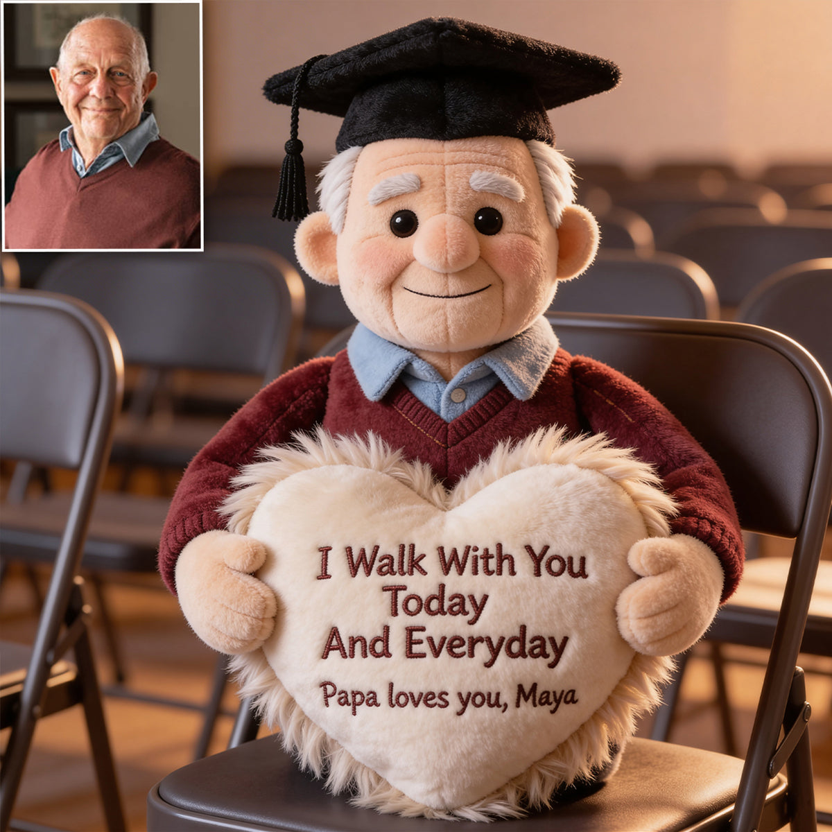 I Walk With You Today And Everyday - Personalized Graduation Premium Faux Fur Pillow