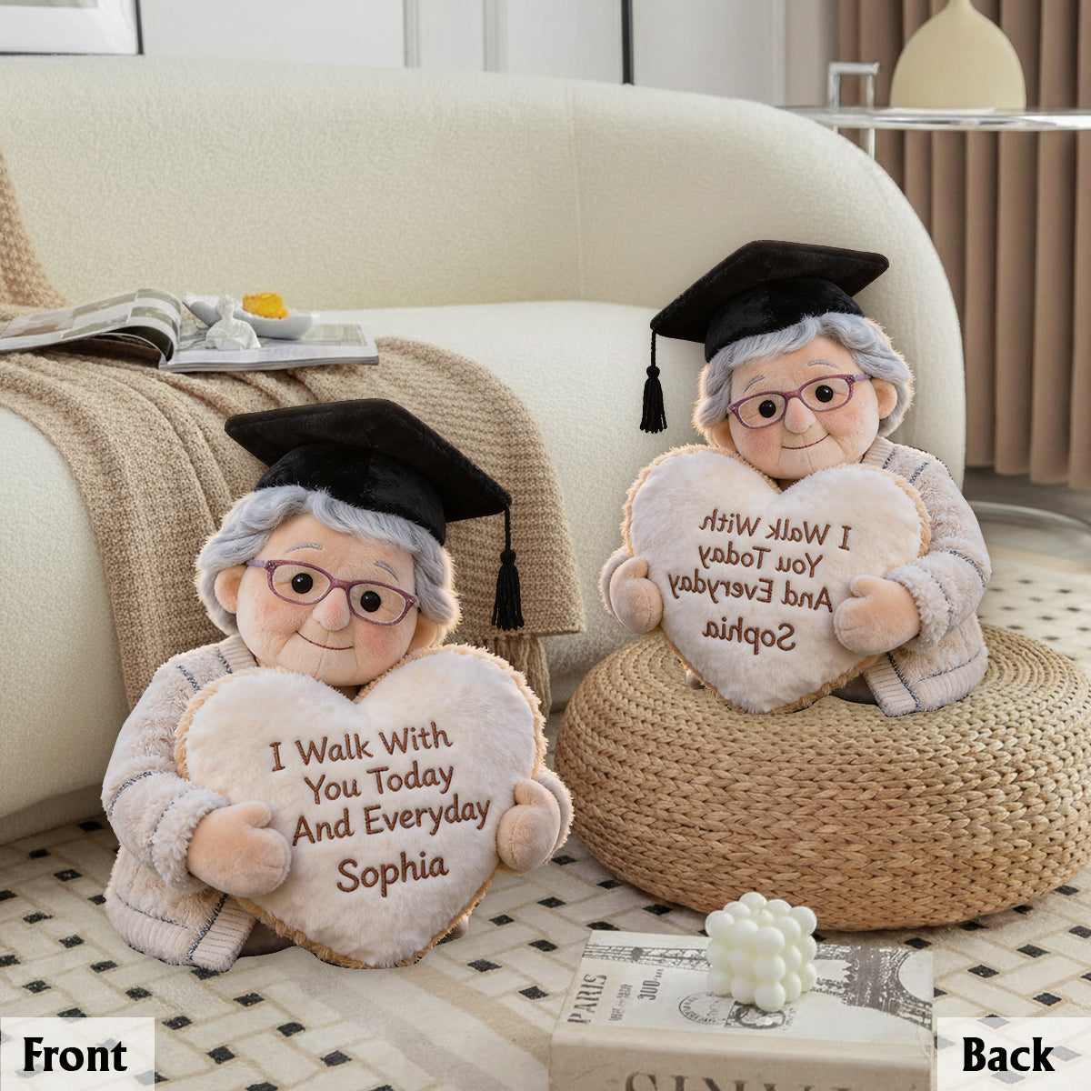 I Walk With You Today And Everyday - Personalized Graduation Premium Faux Fur Pillow