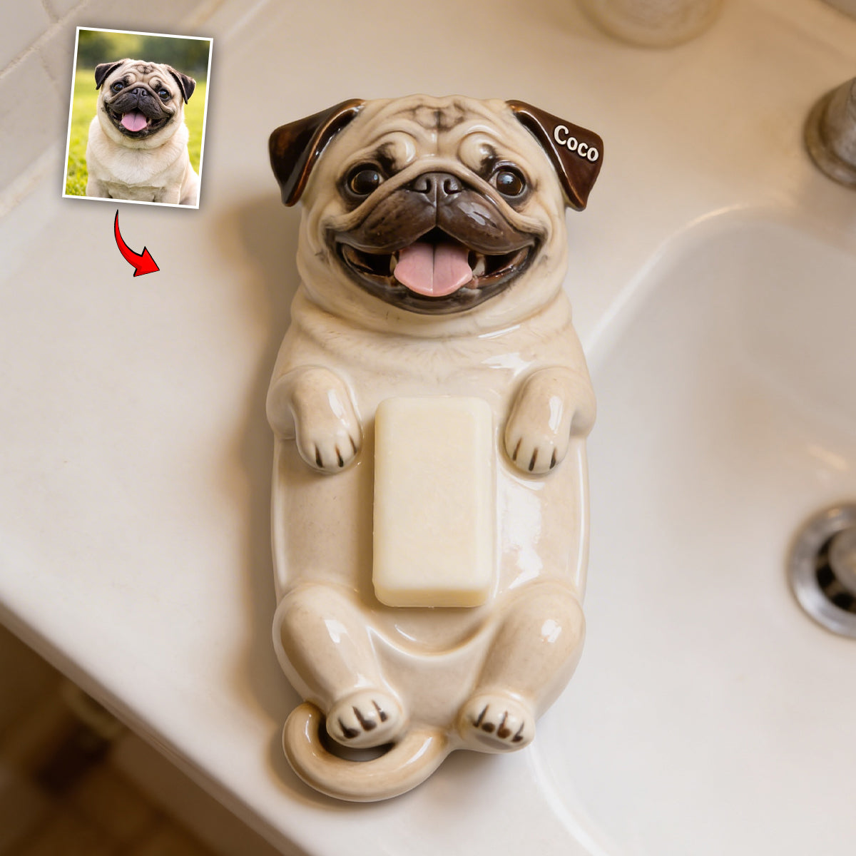 Snuggle Buddy Soap Holder - Personalized Dog Catch-All Tray
