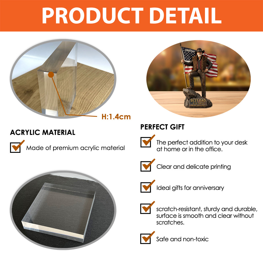 Best Dad/Grandpa... In 250 Years Of America - Personalized Father Custom Shaped Acrylic Plaque