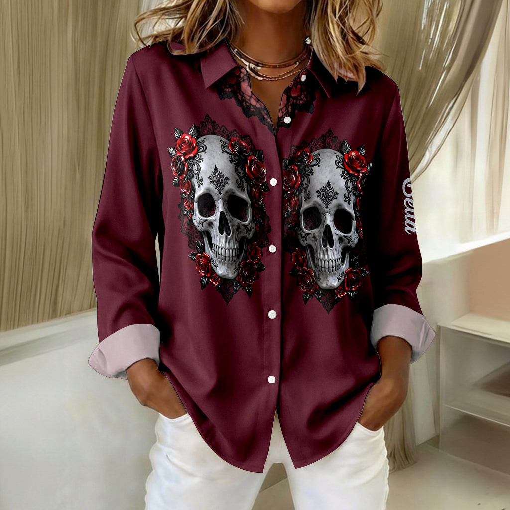Chemise à boutons personnalisée Skull Cowboy - Tête de mort