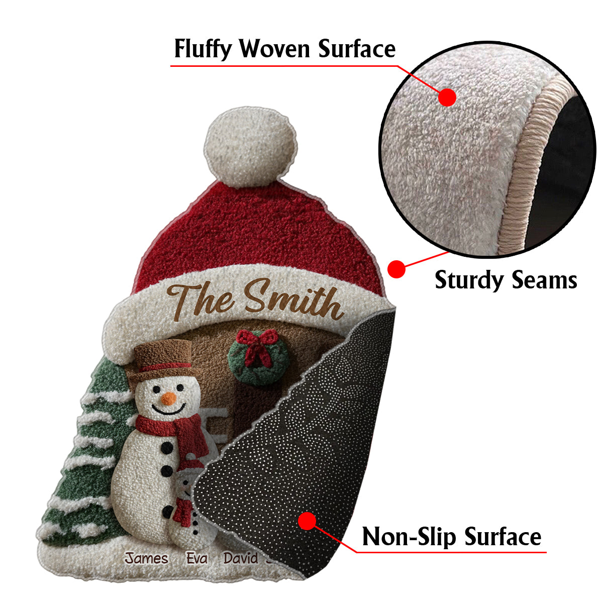 Notre Famille - Tapis touffeté antidérapant personnalisé pour la famille