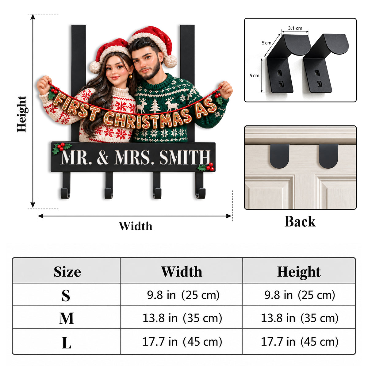 You & Me, Our Home - Personalized Couple Metal Door Hooks