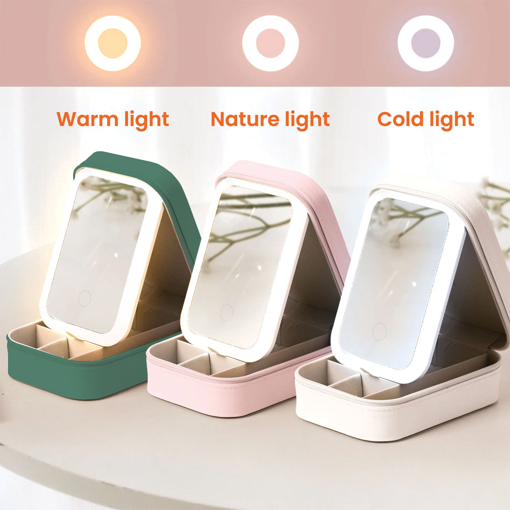 Fleur de naissance pour meilleure amie - Boîte à bijoux personnalisée avec miroir LED