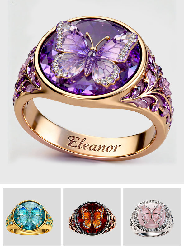 Love Butterfly - Personalized Butterfly Signet Ring