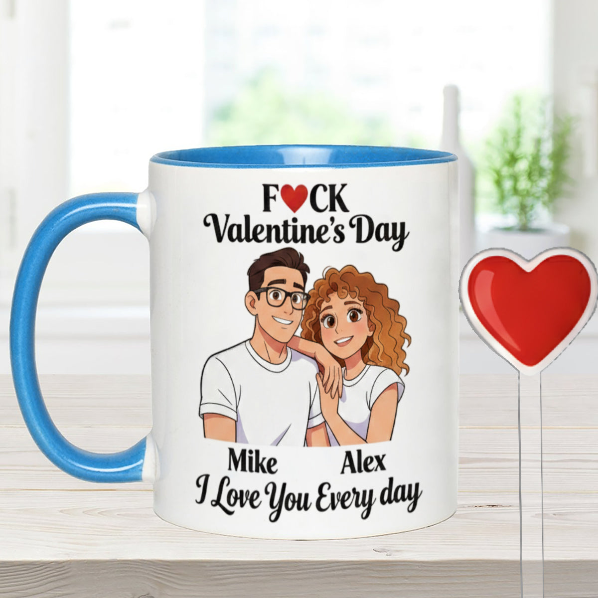 Custom From Any Photo, Couple Gift - Personalized Couple Set Accent Mug with Acrylic Stirrers