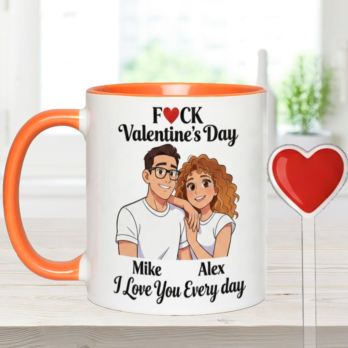 Custom From Any Photo, Couple Gift - Personalized Couple Set Accent Mug with Acrylic Stirrers