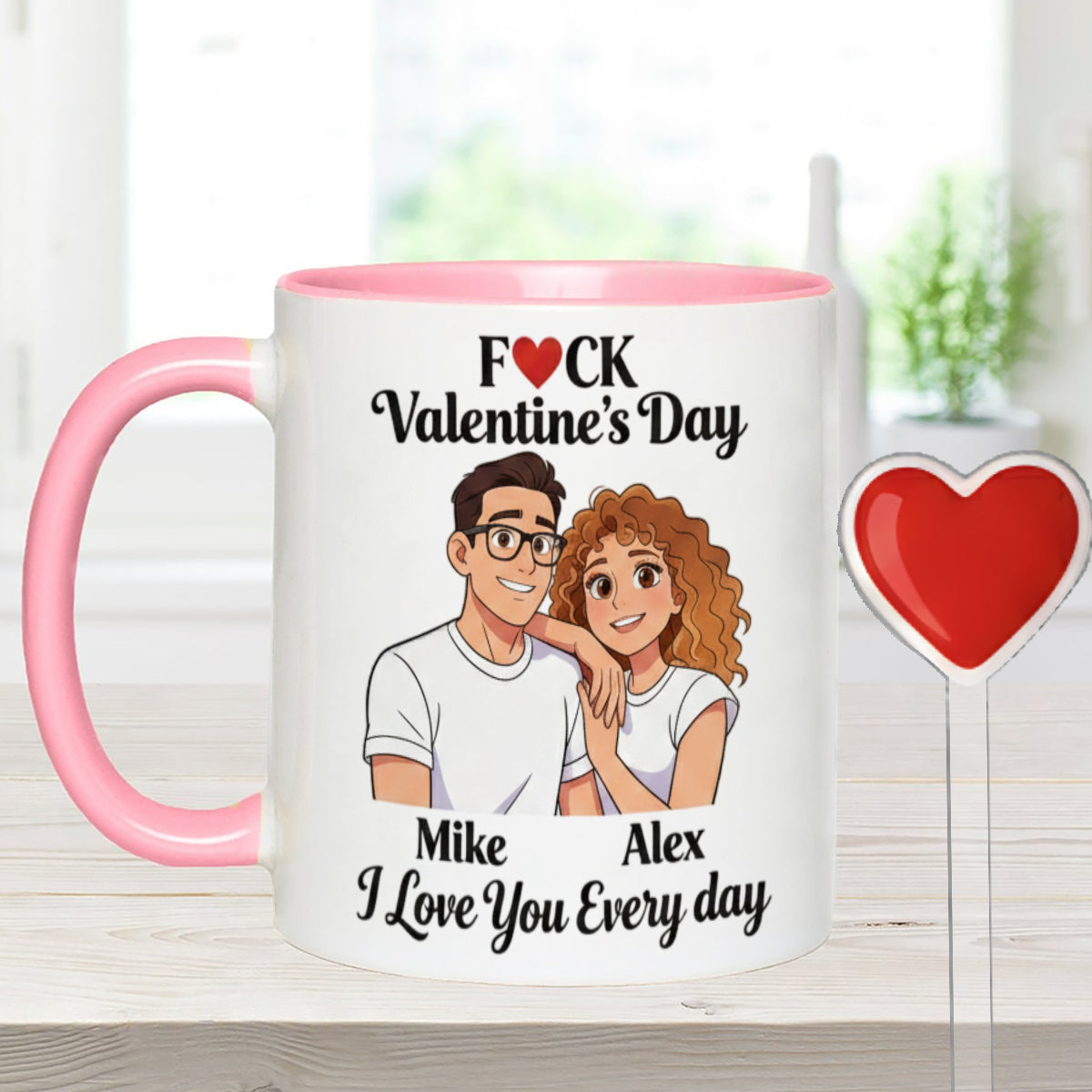 Custom From Any Photo, Couple Gift - Personalized Couple Set Accent Mug with Acrylic Stirrers