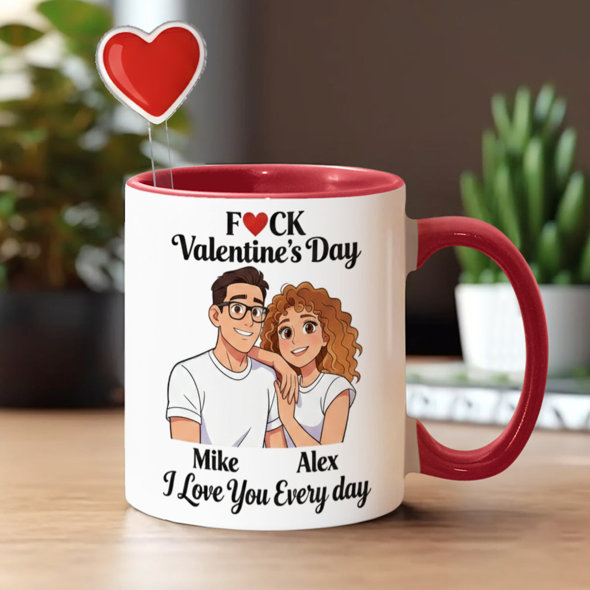 Custom From Any Photo, Couple Gift - Personalized Couple Set Accent Mug with Acrylic Stirrers