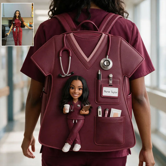 Sac à dos personnalisé pour infirmière, personnalisé à partir de n'importe quelle photo - Sac à dos en cuir interchangeable pour infirmière