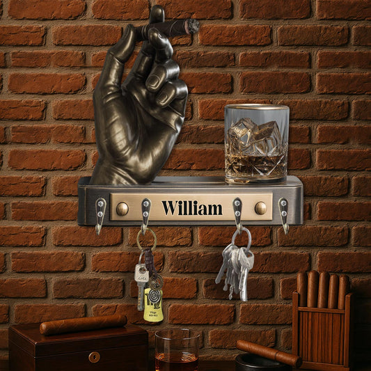 Whisky et cigares - Présentoir suspendu personnalisé pour whisky et cigares.