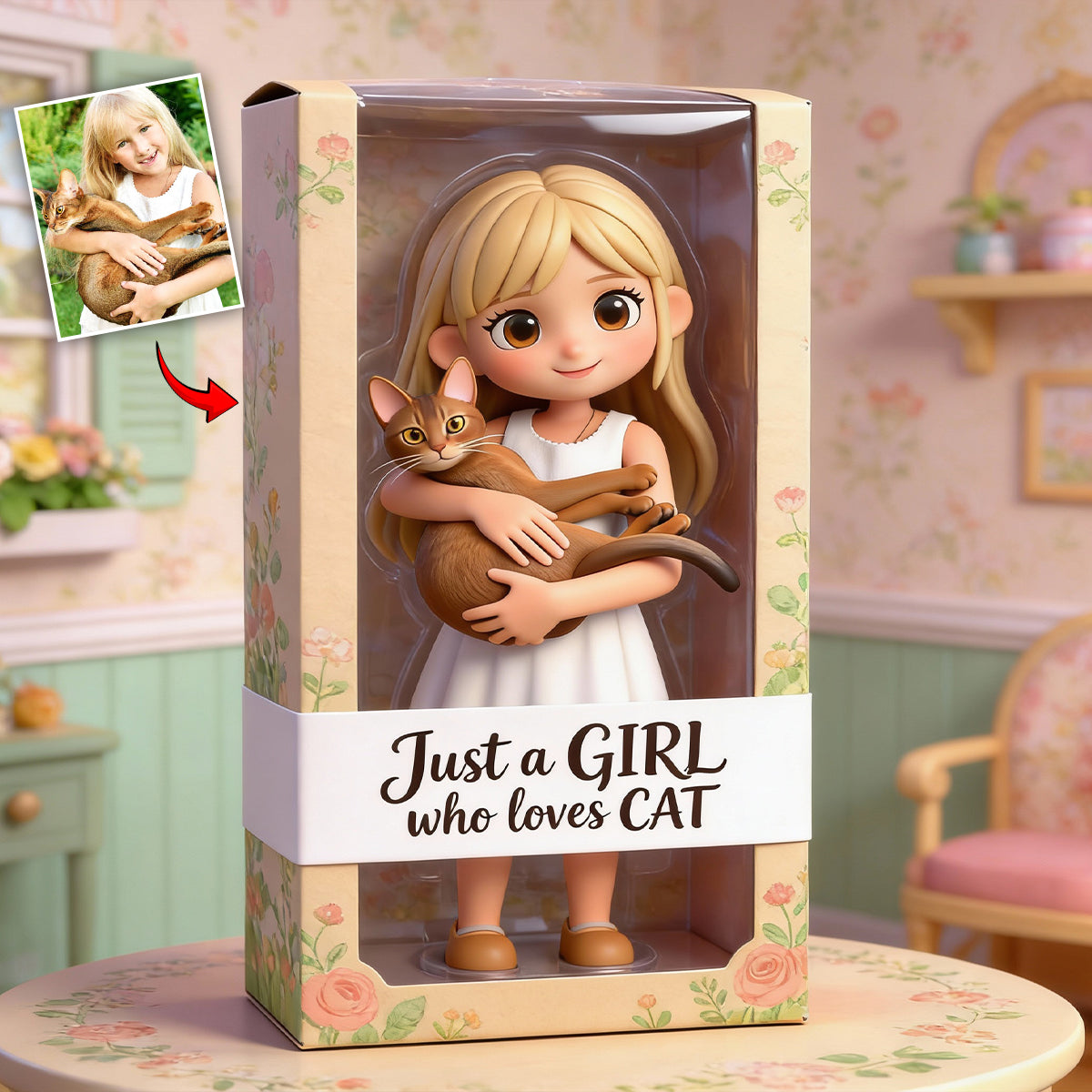 J'aime les chats - Plaque acrylique personnalisée en forme de chat