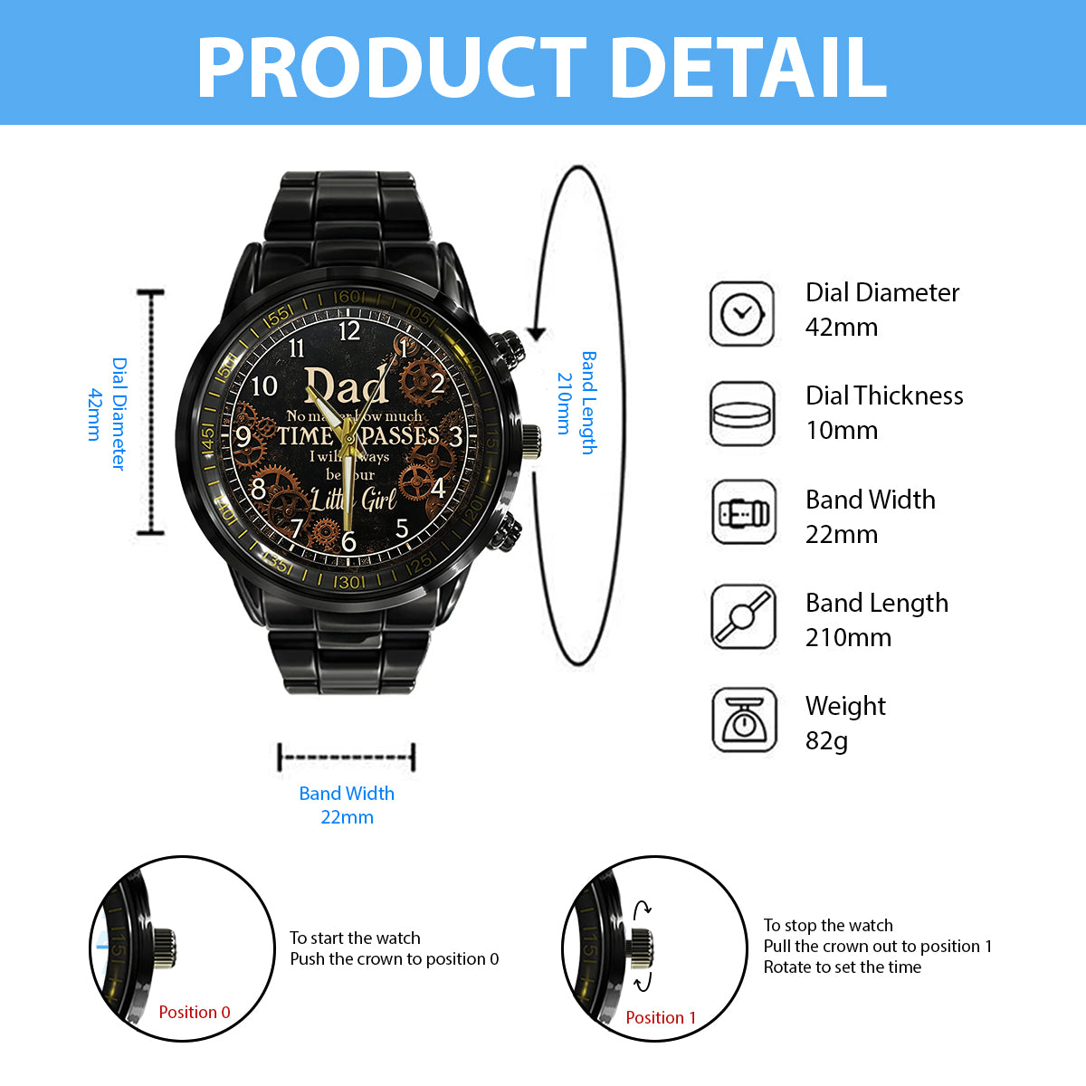 I Will Always Your Little Kid - Personalized Father Hand Watch