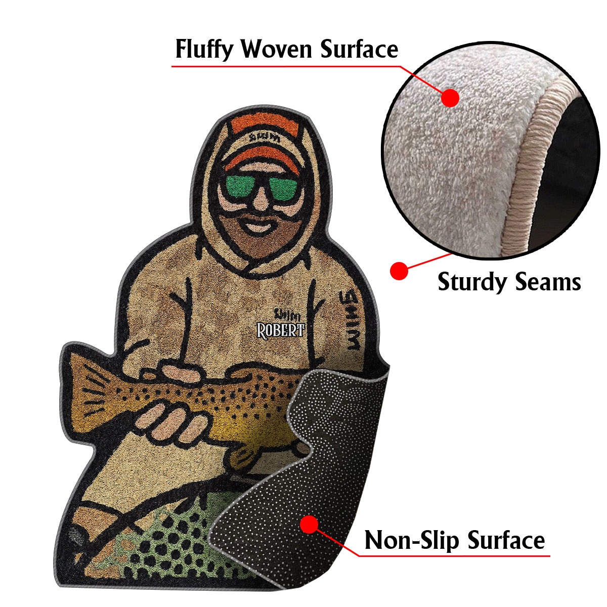 Love Fishing - Personalized Fishing Non-Slip Tufted Rug