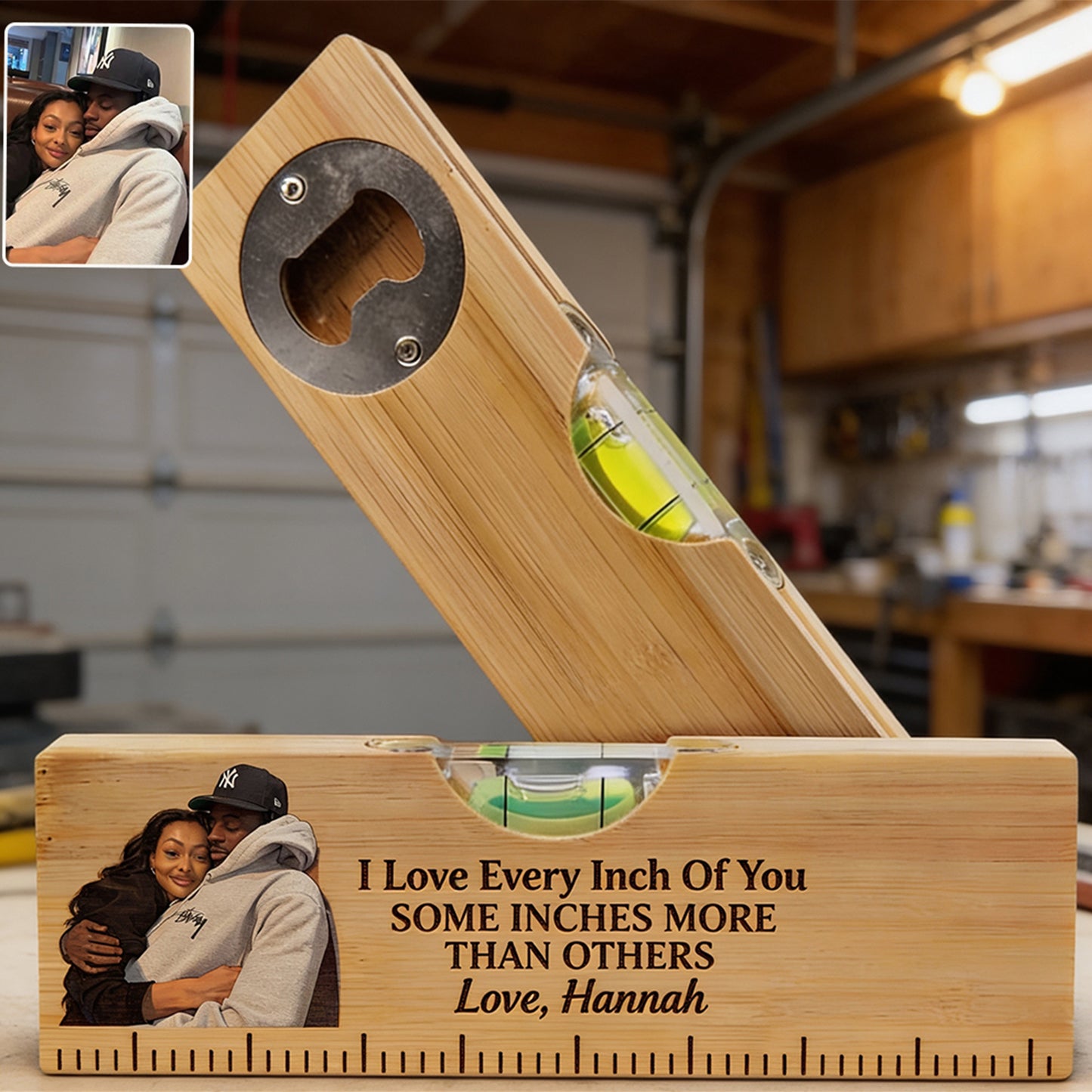 Love Every Inch Of You - Personalized Couple Spirit Level Bottle Opener