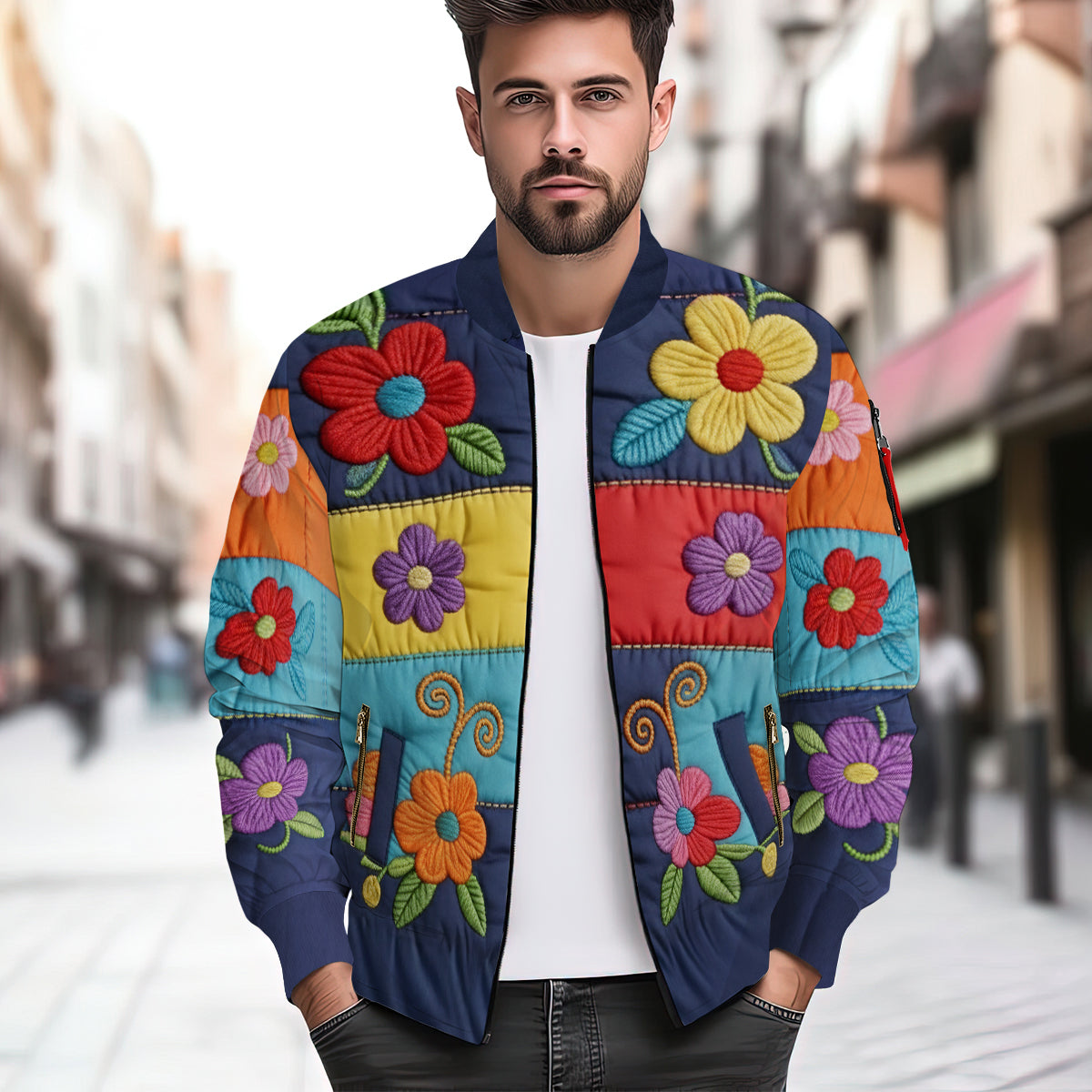 Paix, amour et lumière - Veste bomber hippie personnalisée