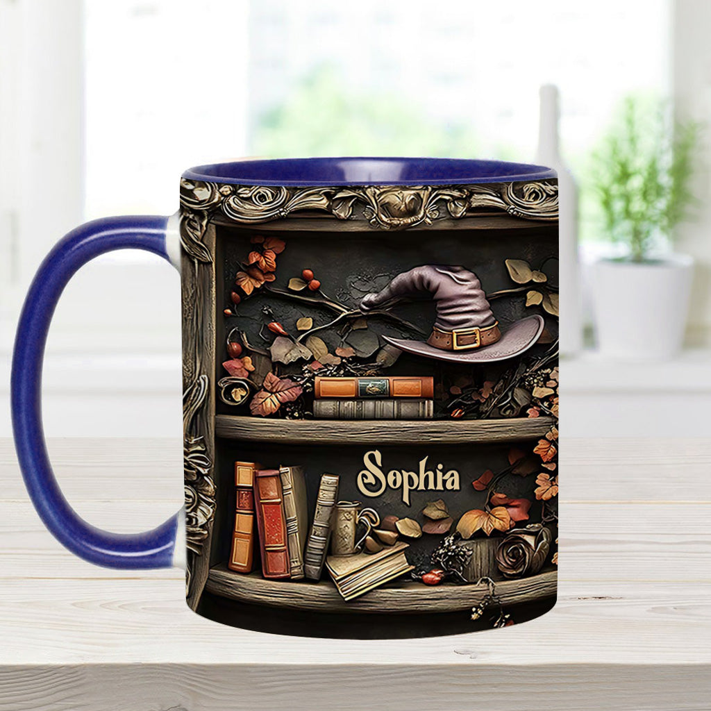 Hat And Books - Personalized Witch Accent Mug