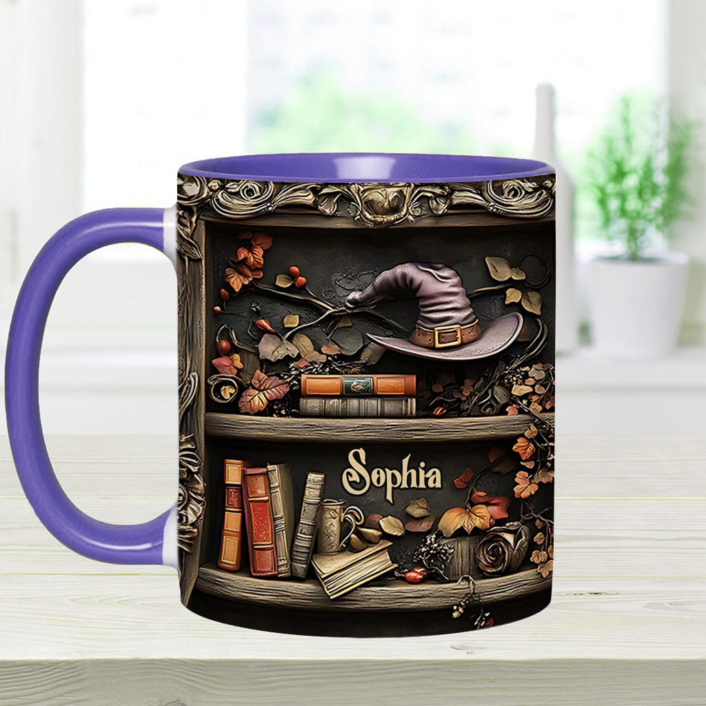 Hat And Books - Personalized Witch Accent Mug