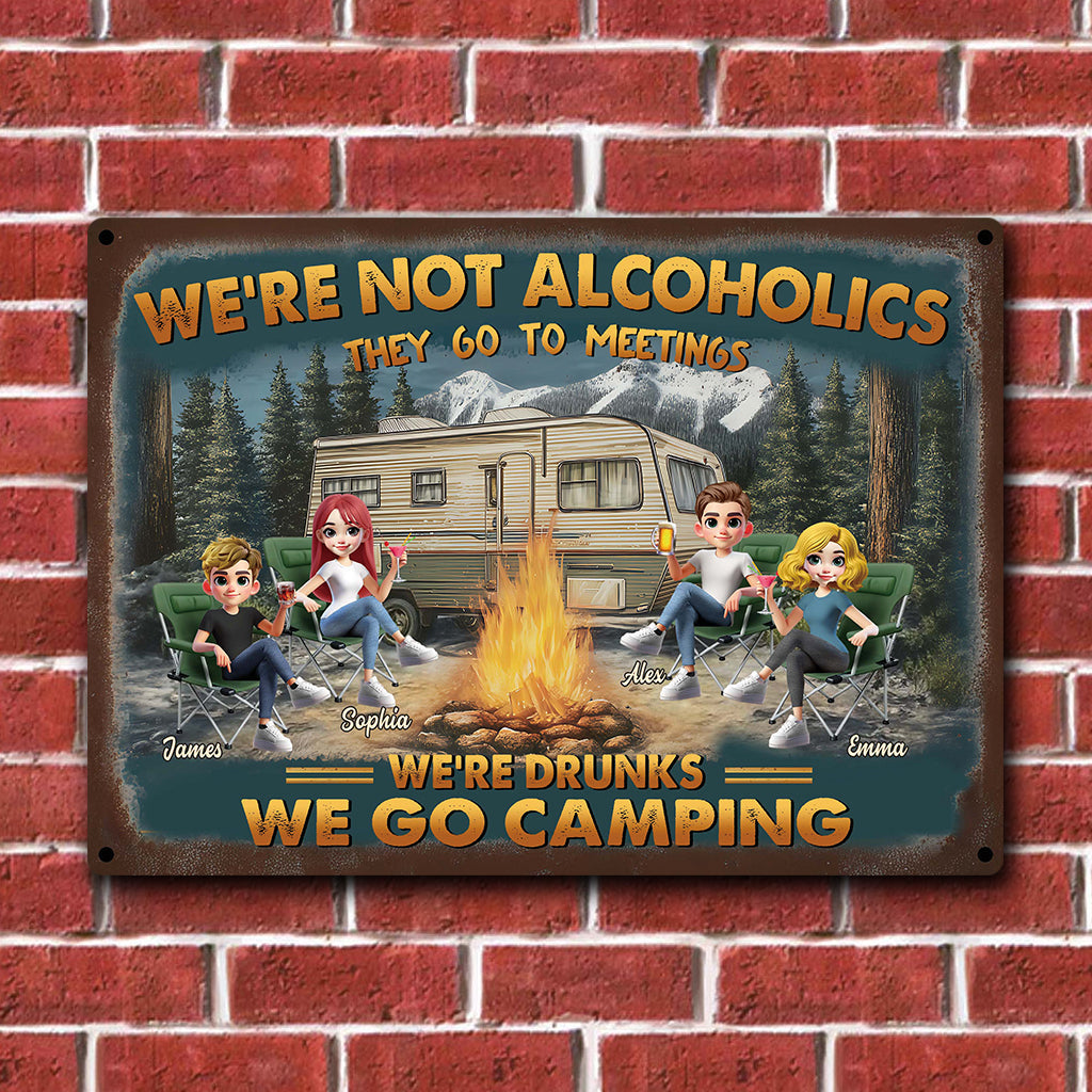Camping We're Drunks, Gift For Friends - Personalized Camping Rectangle Metal Sign