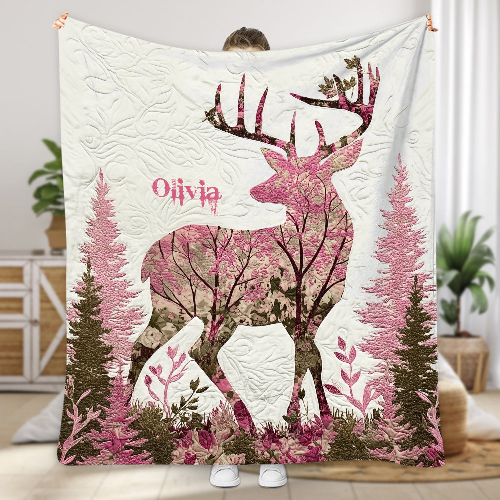 Cerf rose des forêts - Belle sauvage, fille de la campagne - Couverture de chasse personnalisée