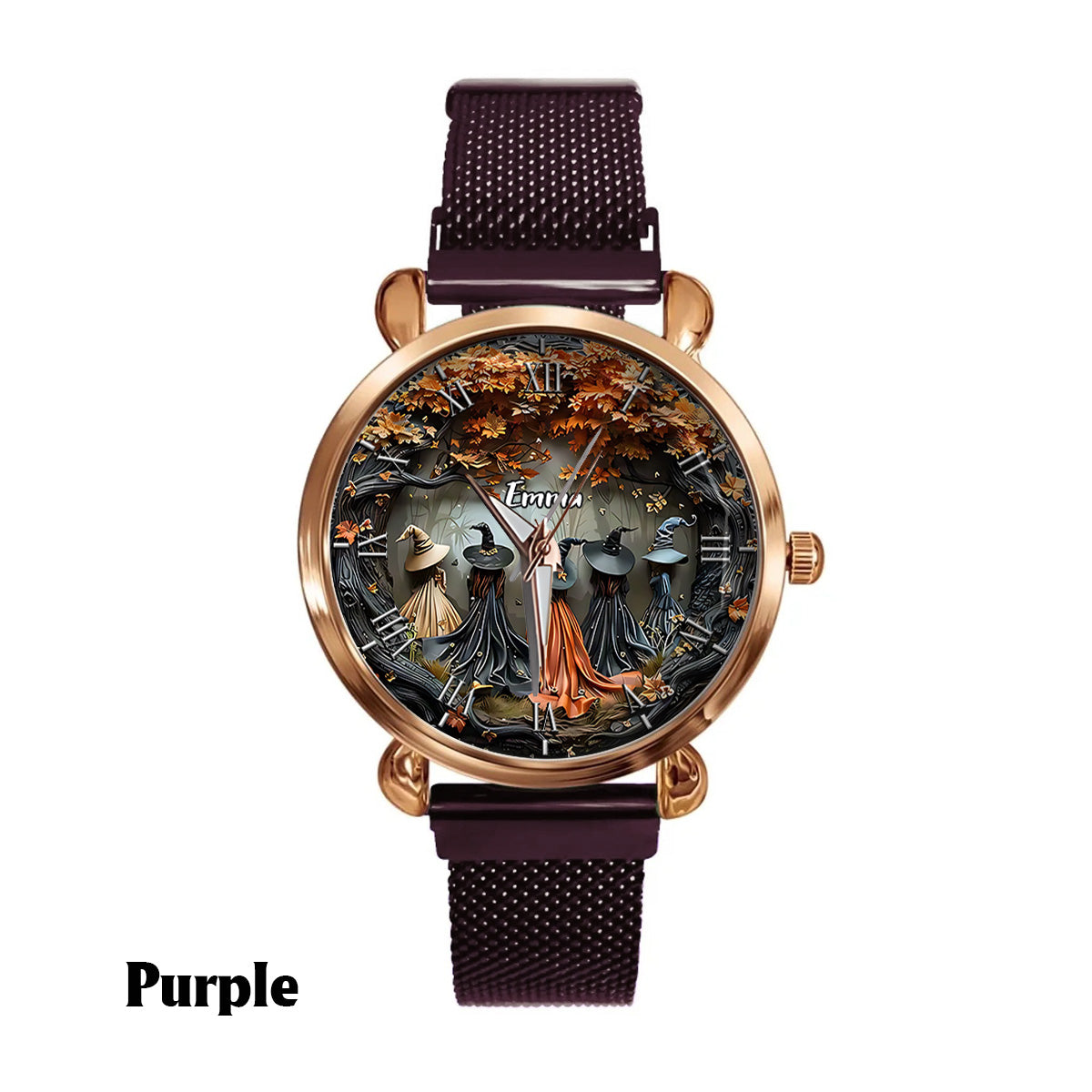Montre-bracelet personnalisée pour femme sorcière - Sorcière magique 