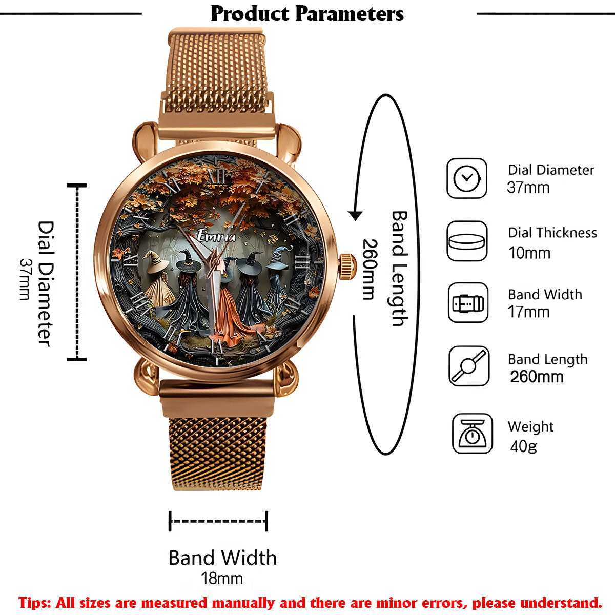 Montre-bracelet personnalisée pour femme sorcière - Sorcière magique 